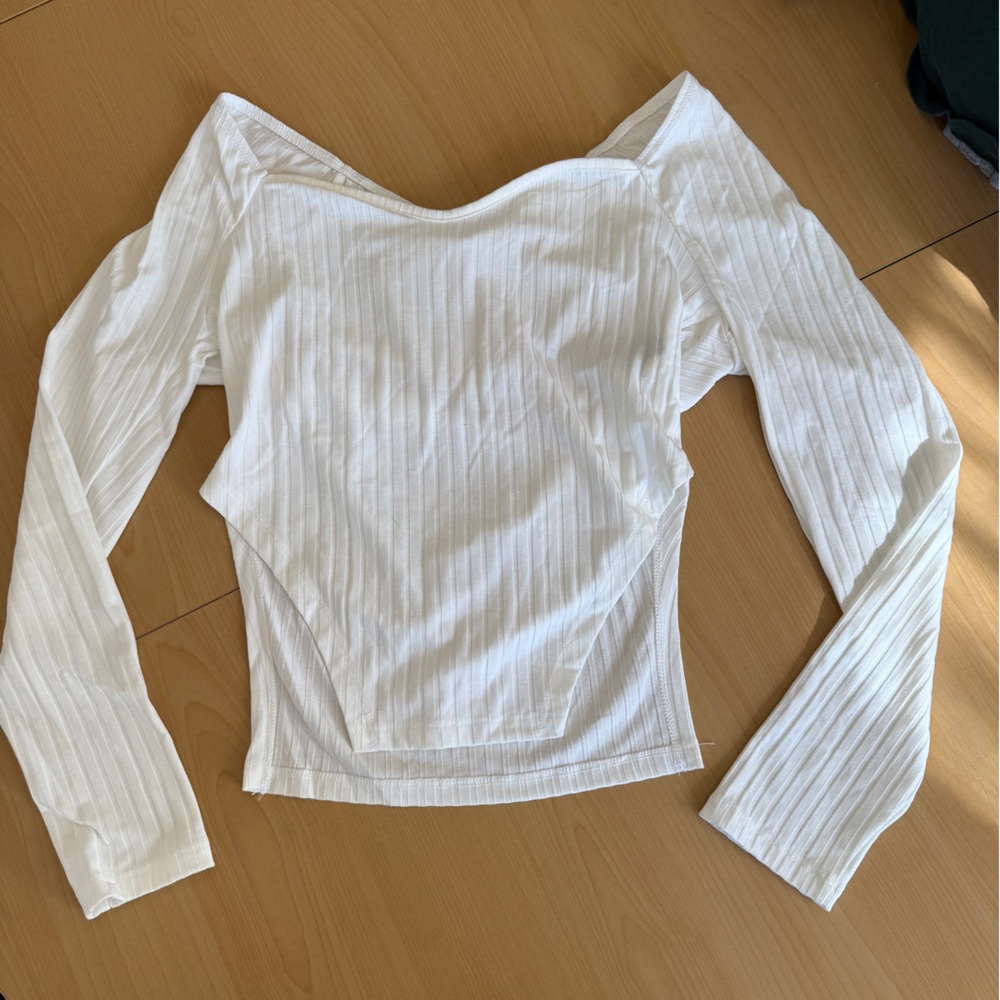 SHEIN White Ribbed Off-Shoulder Top